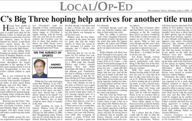 The Gardner News, On The Subject of Sports