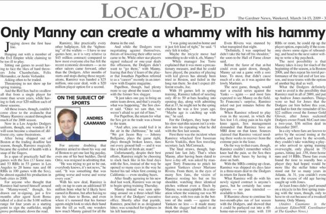 The Gardner News, On The Subject of Sports