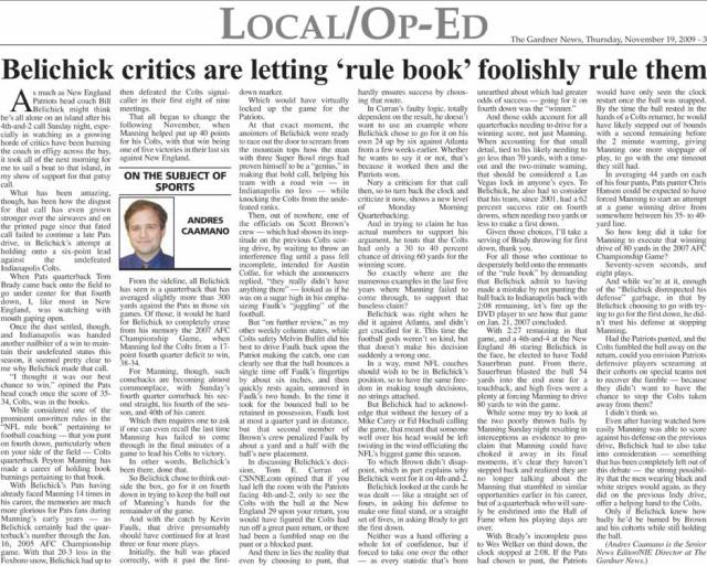 The Gardner News, On The Subject of Sports